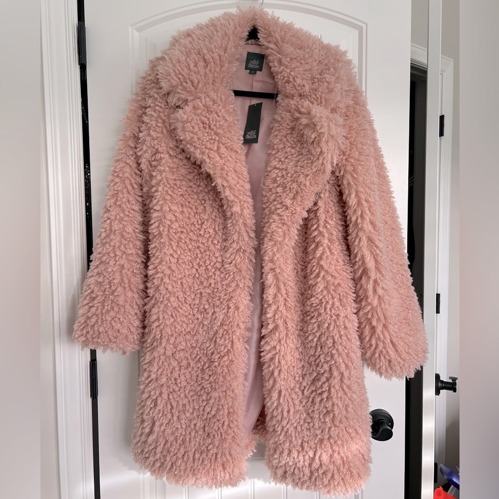 NWT Dusty Pink Teddy Bear Oversized Coat M